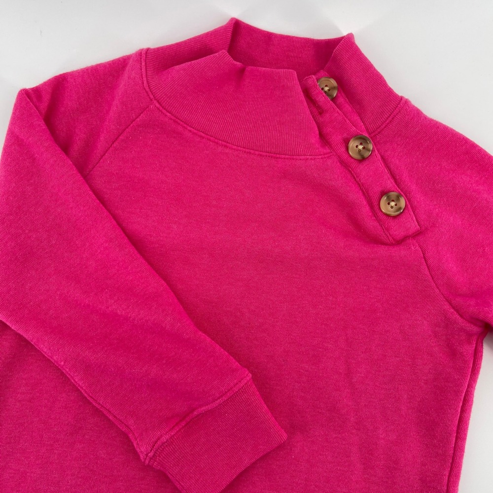 Crewcuts Pullover Sweatshirt Mock‎ Neck Button Up Pink Top XS
